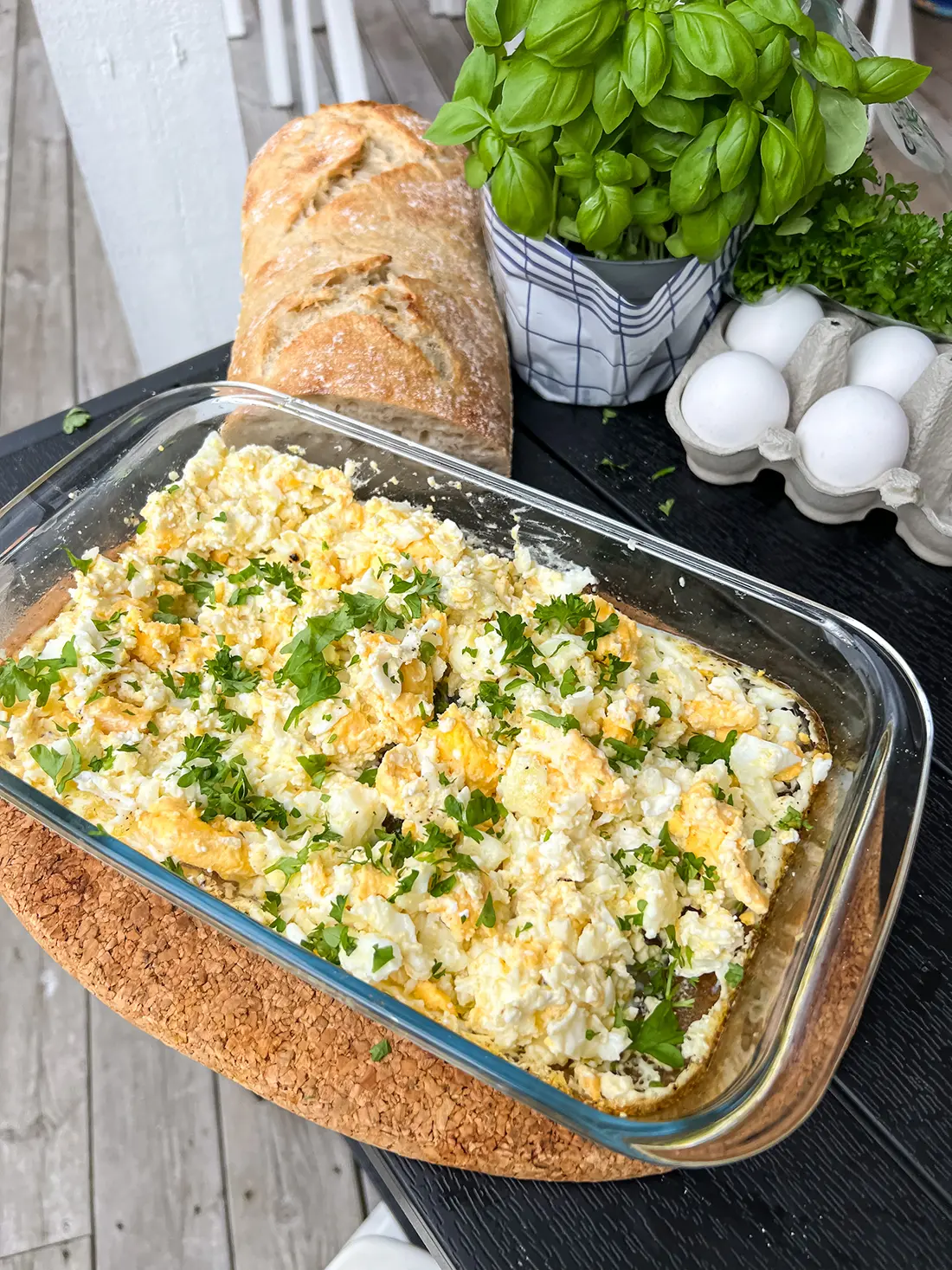 Äggröra med fetaost ugn